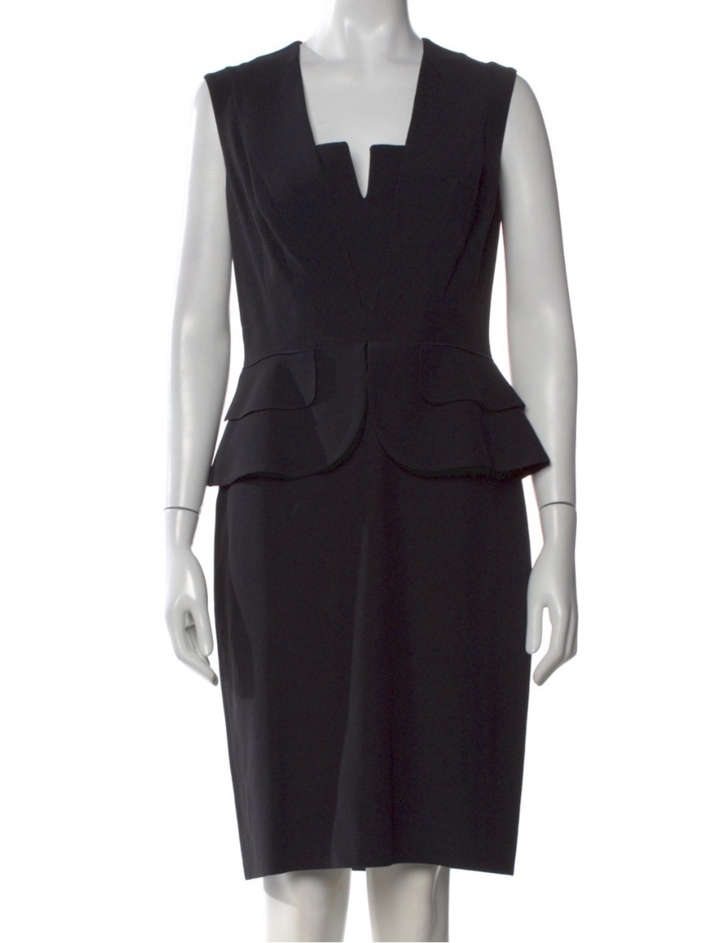 Alexander McQueen black Peplum Sleeveless Sheath lapel Mini Dress